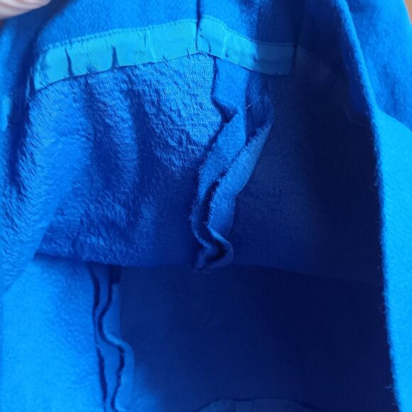 1OF1 XXS Vintage Blue Wool Short-Sleeve Blouse Matching Skirt Set 1970's Mod - Picture 9 of 9